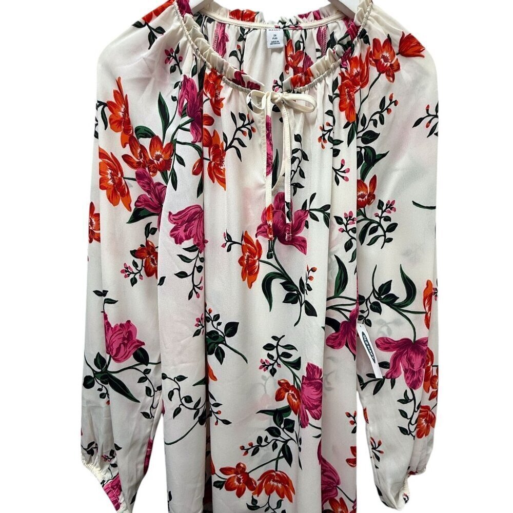 OLD NAVY Blouse Plus Size 2X Spring Floral Cream Peasant Top NWT